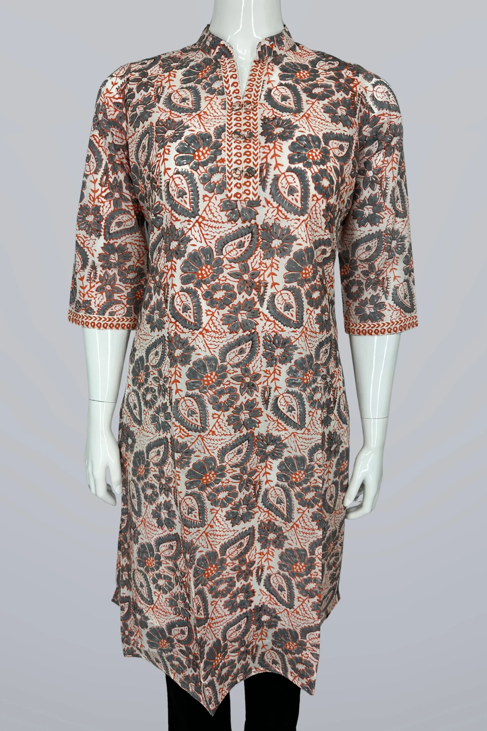 2 Multi Color Cotton Block Print Regular Fit One Piece Dress. - Image 2