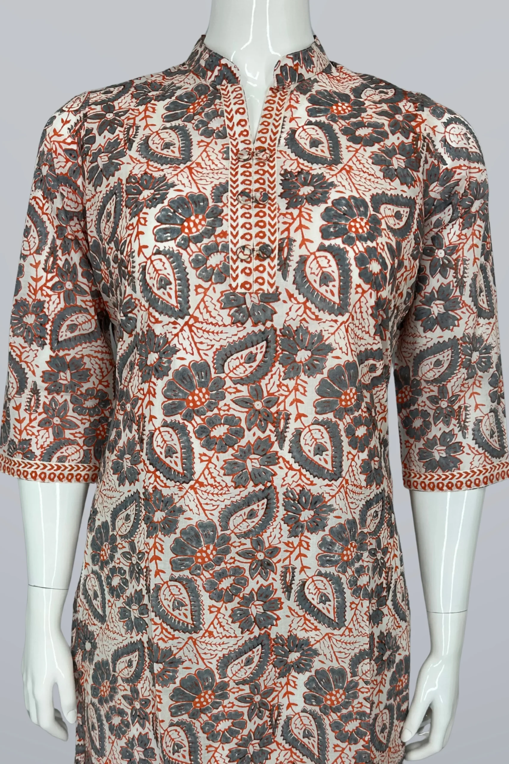3 Multi Color Cotton Block Print Regular Fit One Piece Dress. - Image 3
