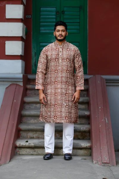 Deep Maroon Natural Dye Silk Regular Fit Kurta.